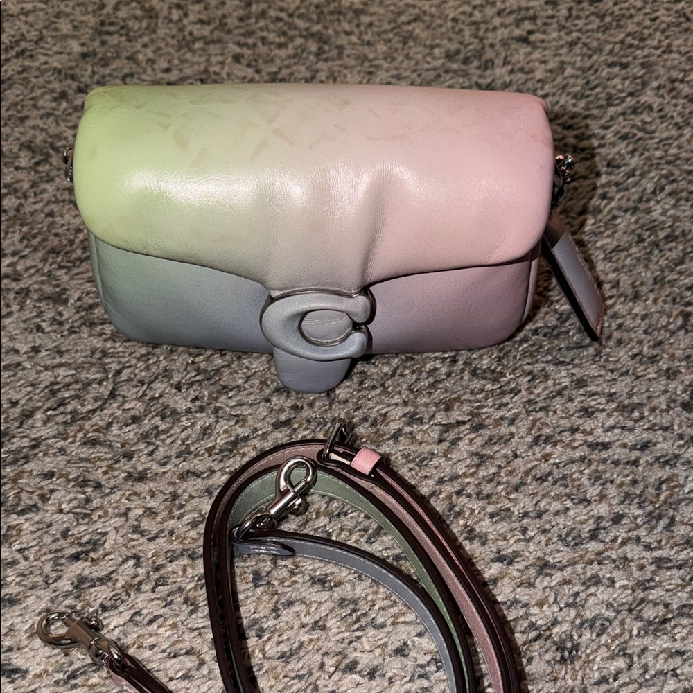 Coach Pastel Gradient Leather Shoulder Bag in Mint, Pink and Pale Blue - Picture 14 of 14